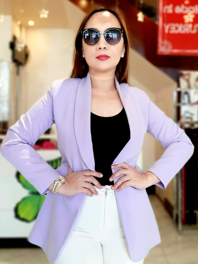 Purple 1-Buttoned Plain Formal Blazer