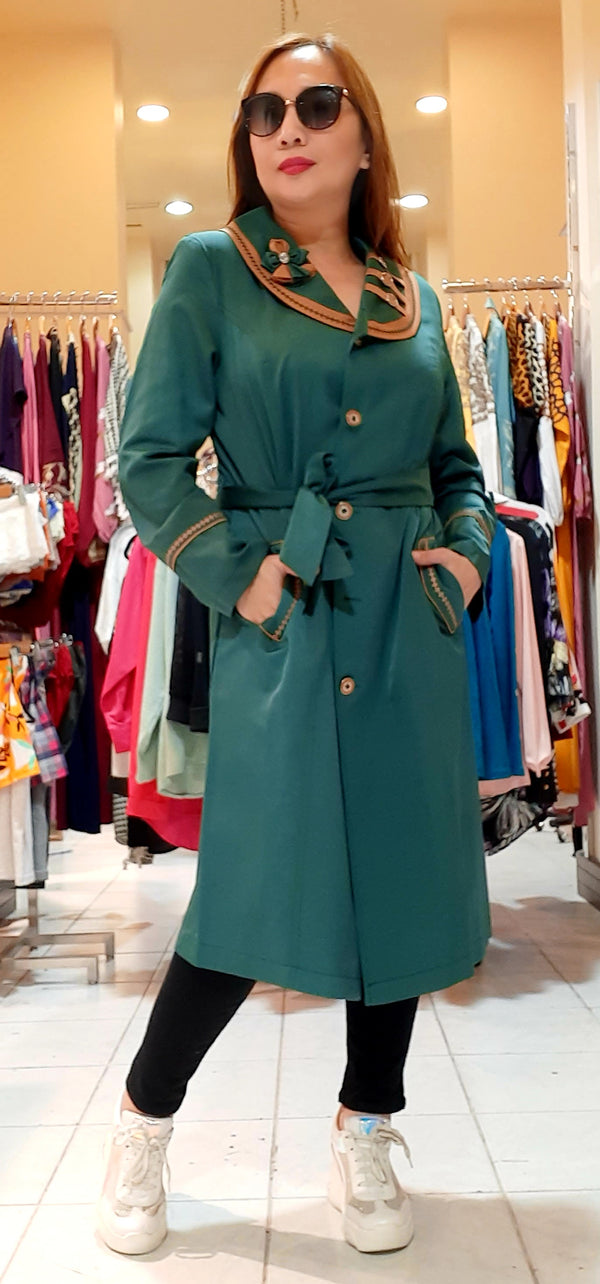 Green Short Belted Dress Abaya