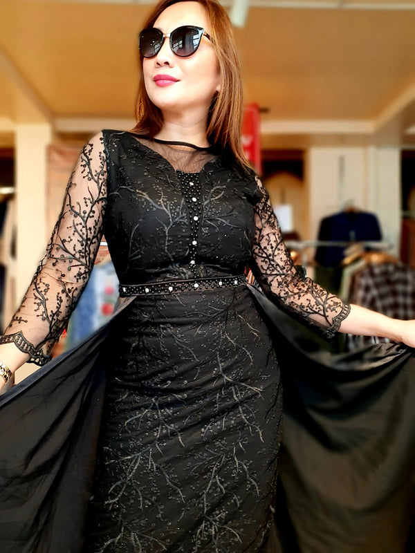 Black Sheer Retro Party Dress