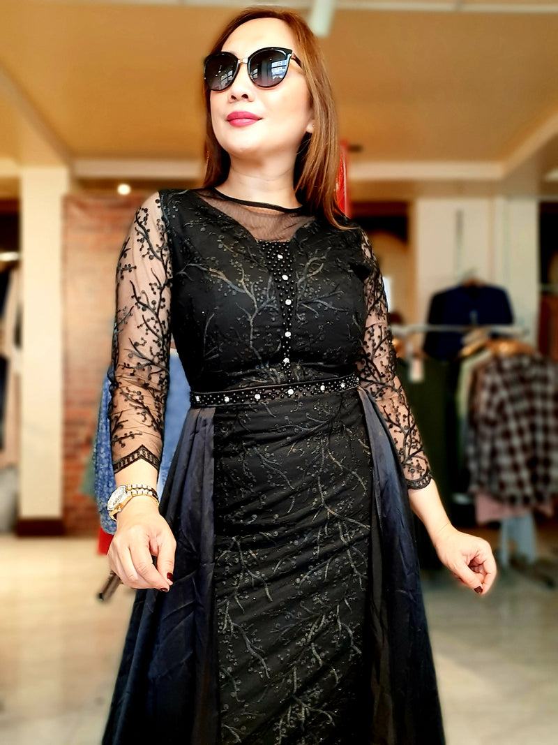 Black Sheer Retro Party Dress