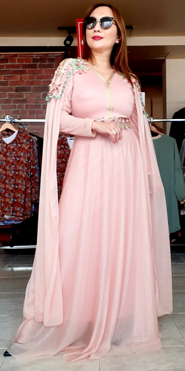 Pink Kaftan Long Party Dress