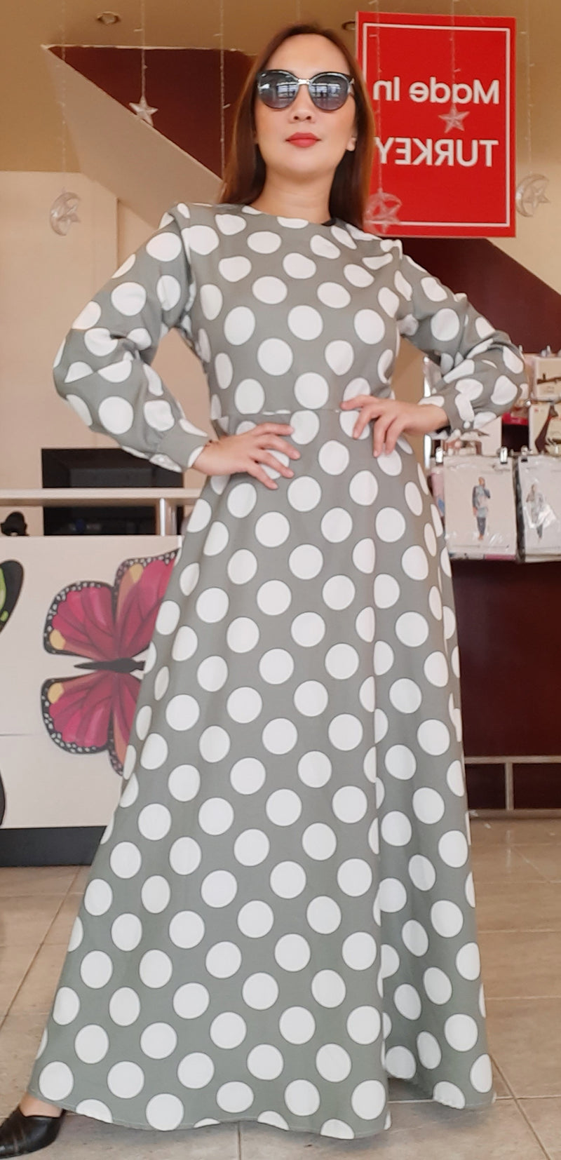 Green Polka Dot Long Dress
