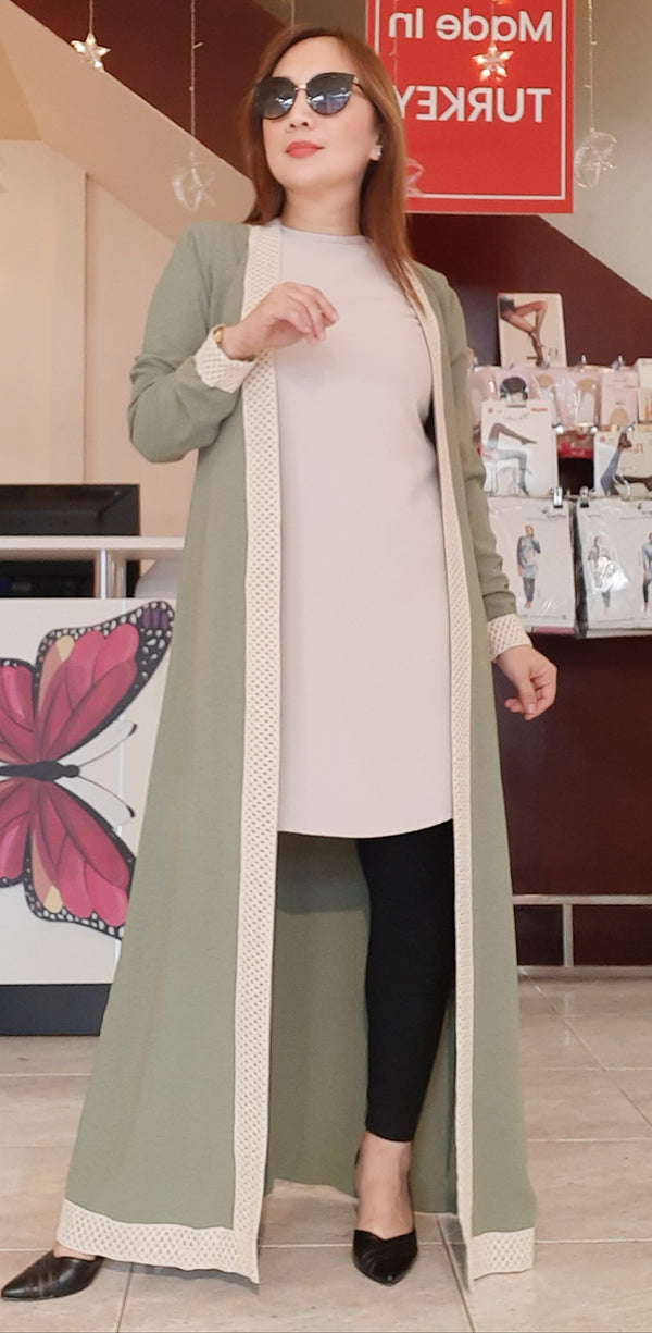 Two-Pcs Green Cardigans Long Dress