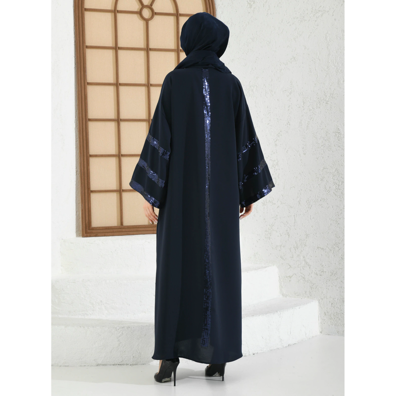 Blue Plain Long Dress Abaya