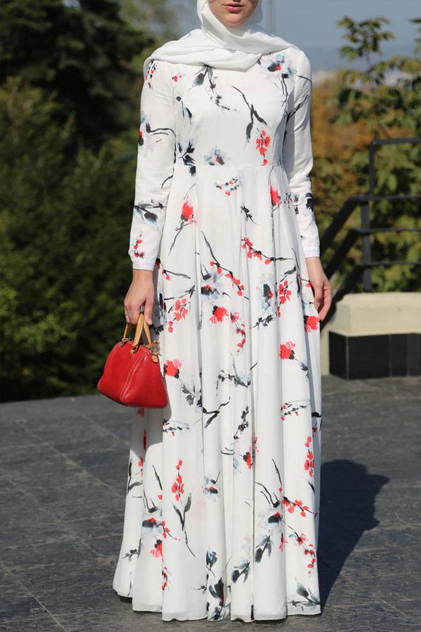 White Floral Long Dress