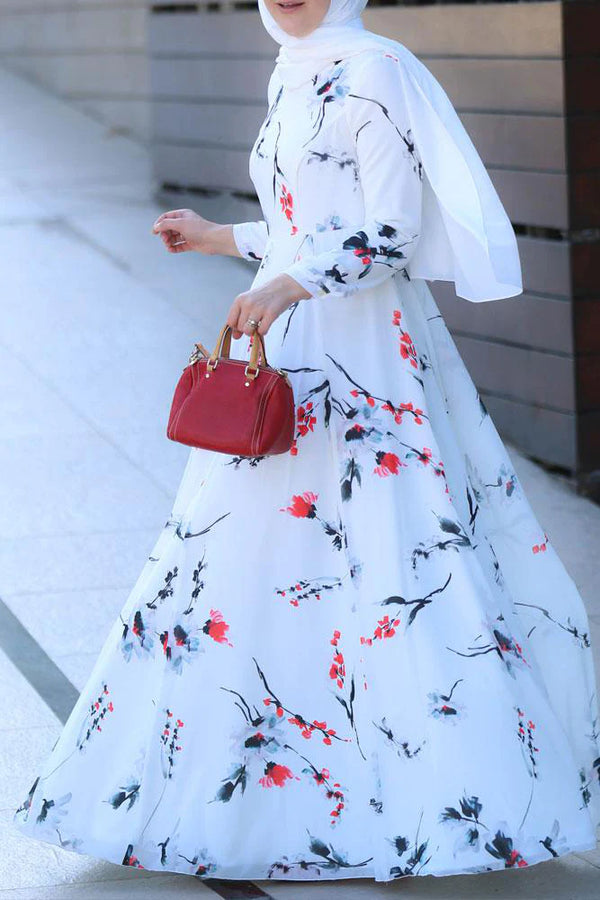 White Floral Long Dress