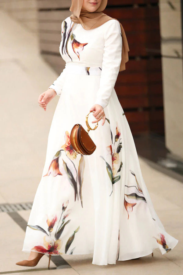 White Floral Long Dress