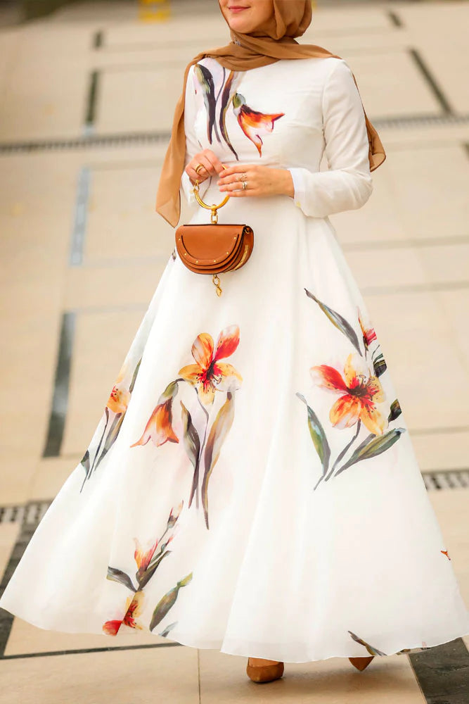 White Floral Long Dress