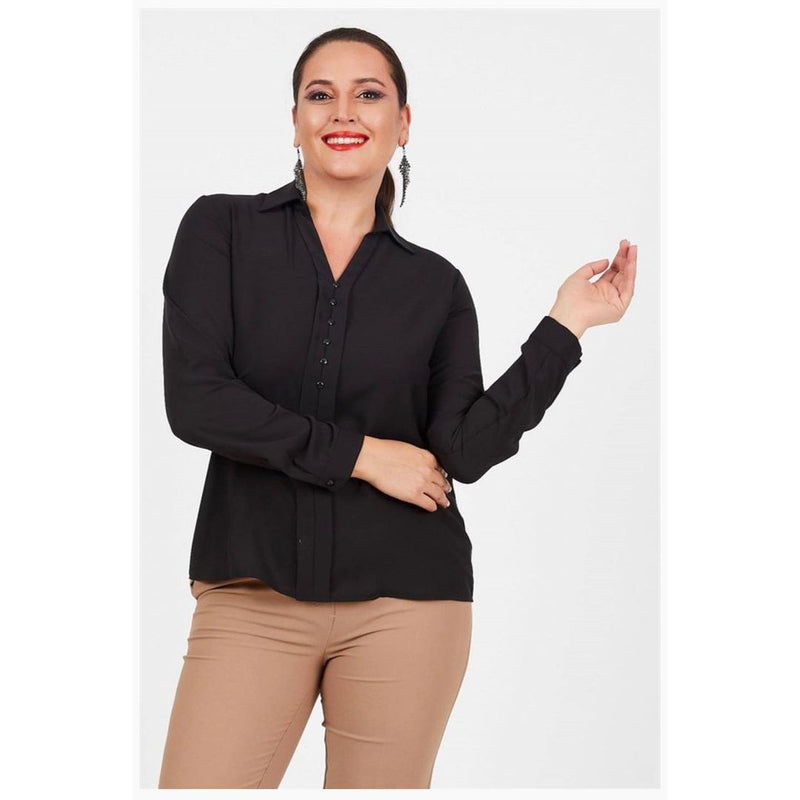 Black Collar Long Sleeve Blouse