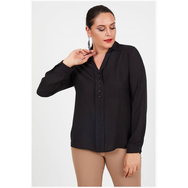 Black Collar Long Sleeve Blouse