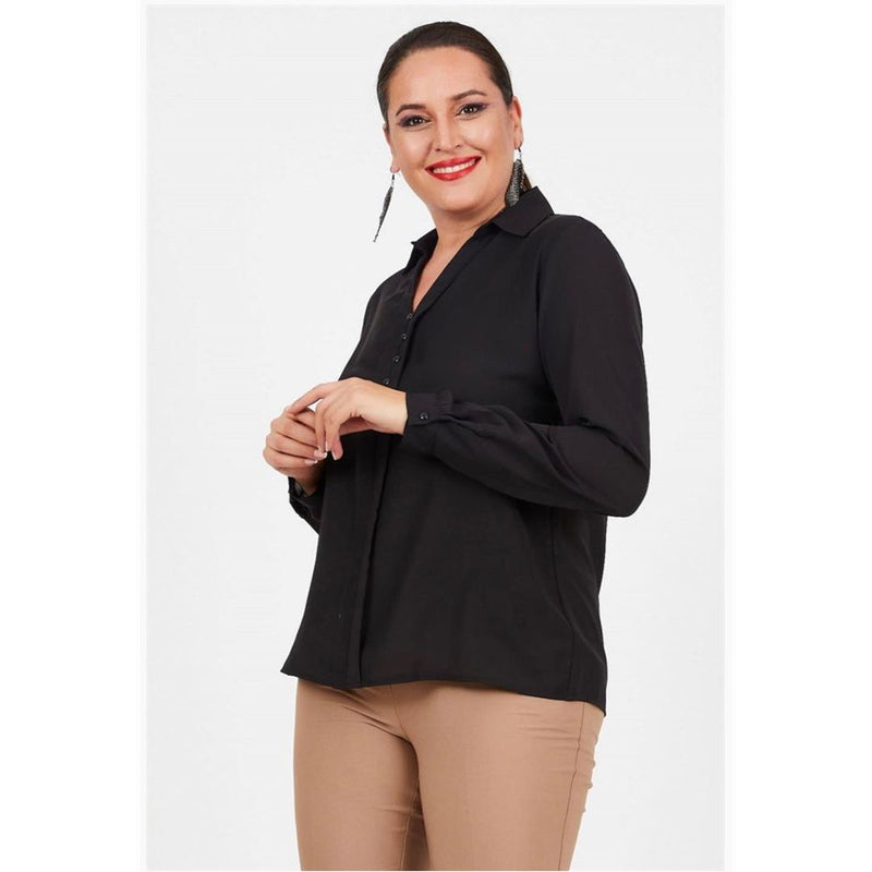 Black Collar Long Sleeve Blouse