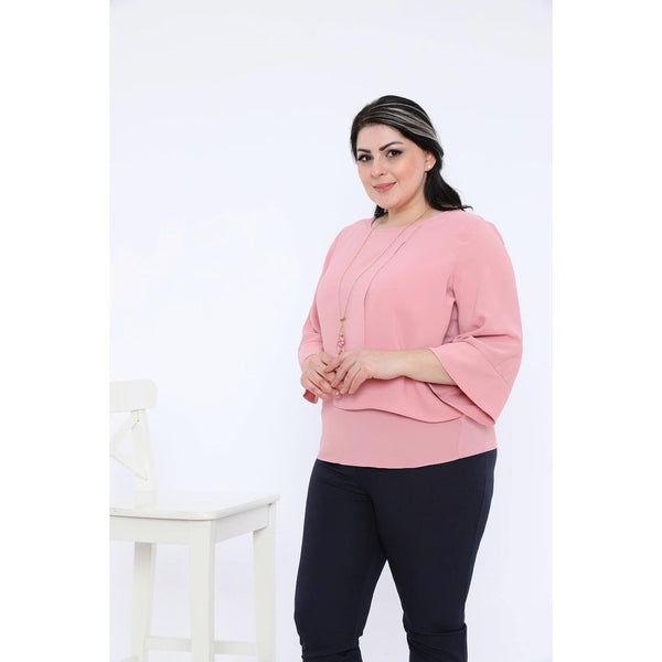 Pink 3/4  Sleeve Blouse