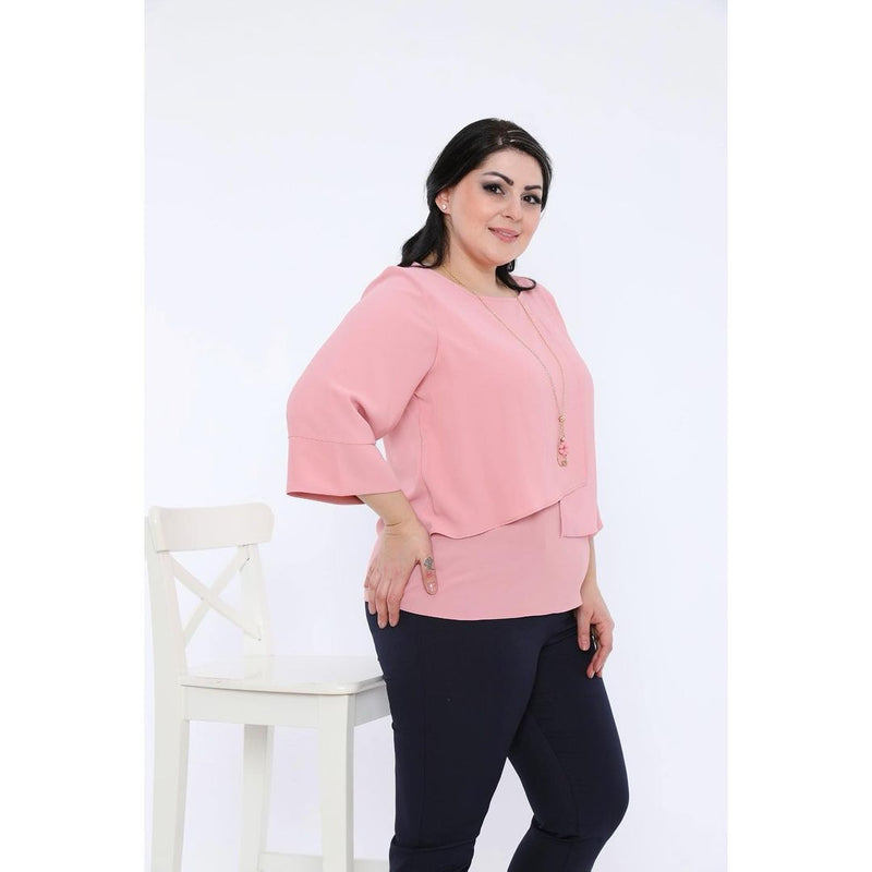 Pink 3/4  Sleeve Blouse