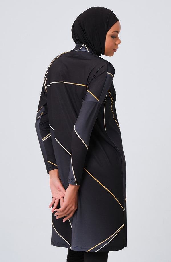 Black Graphic Striped 3PC Swimsuit