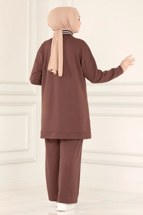 Brown 2-Pc Sports Takim Set