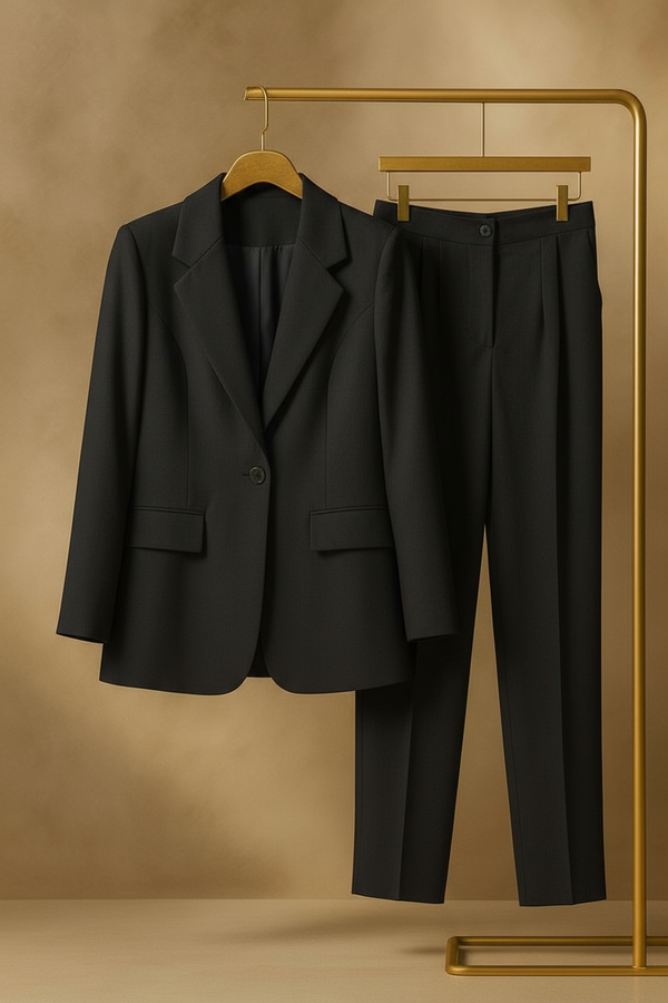 Classic Single-Button Soft-Touch Suit Set