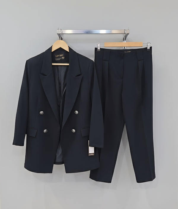 Double-Breasted Soft-Touch Tailored Suit Set