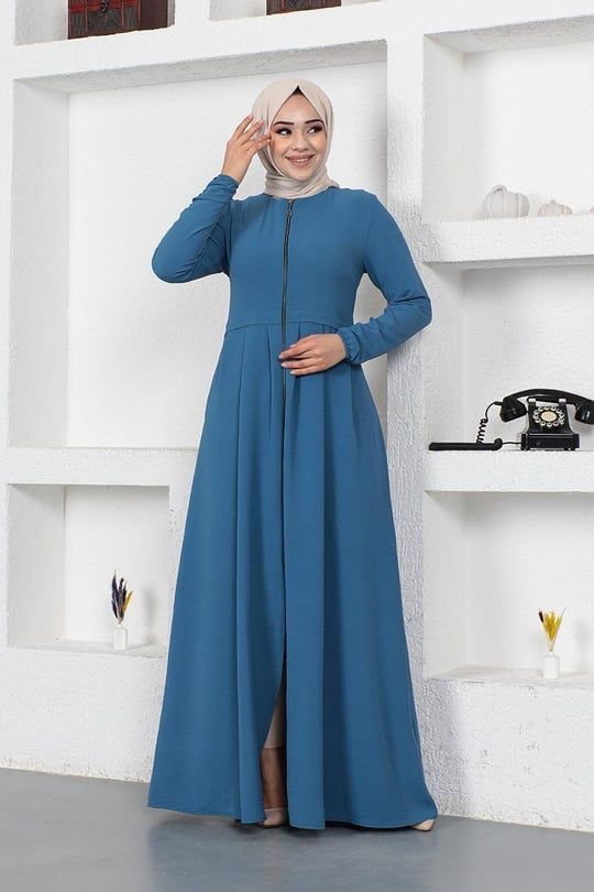 Zipped Front Soft-Drape Modest Abaya