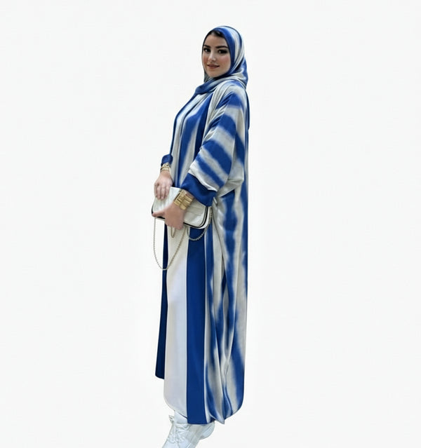 Bold Stripe Tie-Dye Soft Flow Abaya