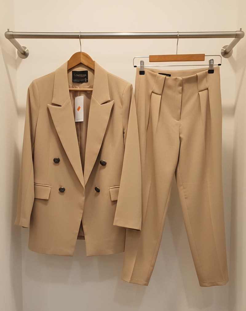 Double-Breasted Soft-Touch Tailored Suit Set