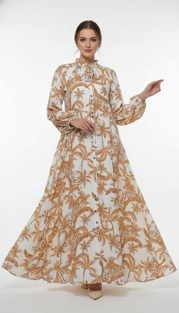 Elegant High-Neck Soft Lace Modest Dress