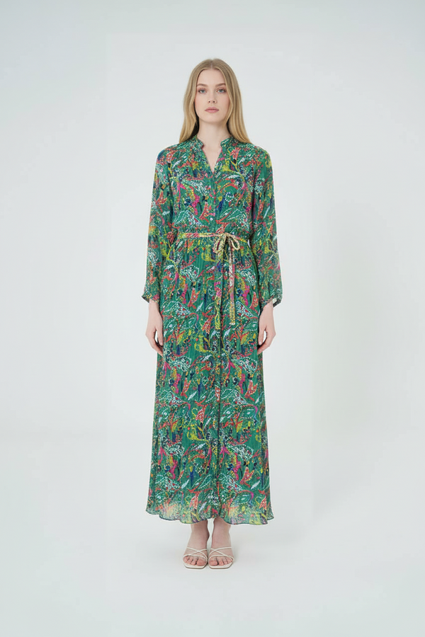 Modest Floral Long-Sleeve Maxi Dress

