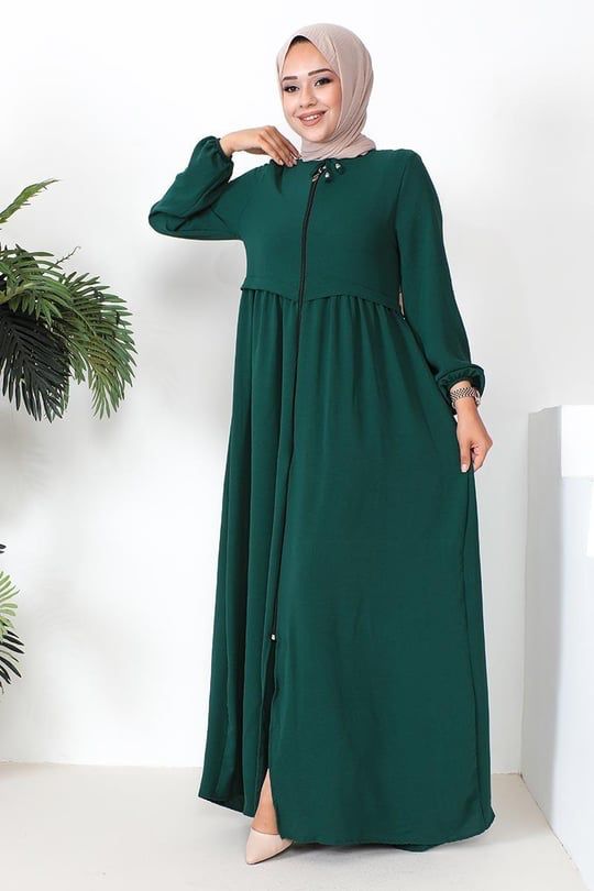 Zipped Front Soft-Drape Modest Abaya