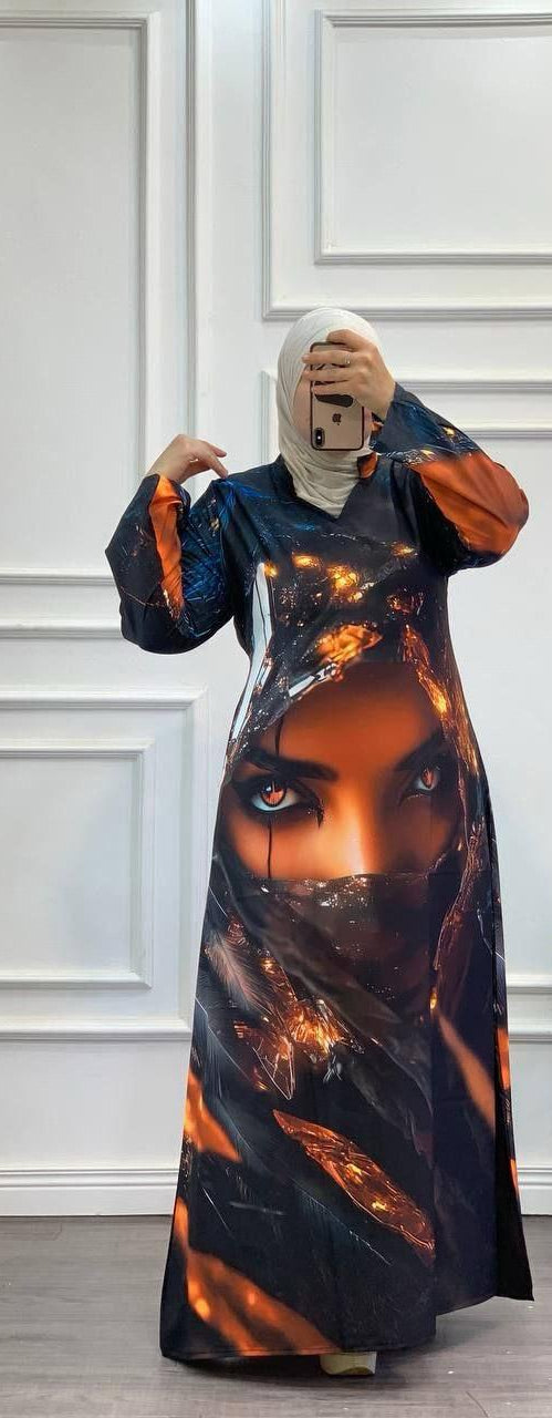 Abstract Art Modest Maxi Dress