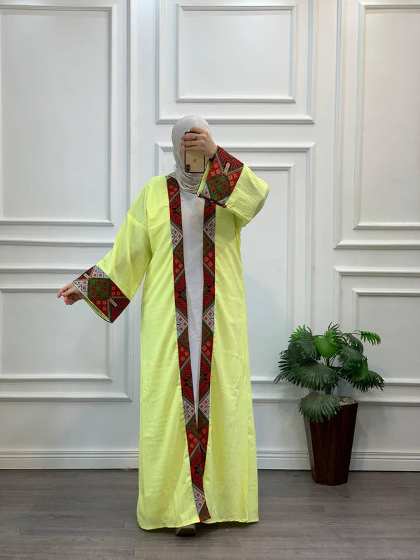 Soft Striped Embroidered Long Cardigan