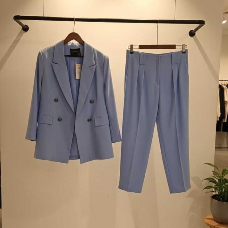 Double-Breasted Soft-Touch Tailored Suit Set