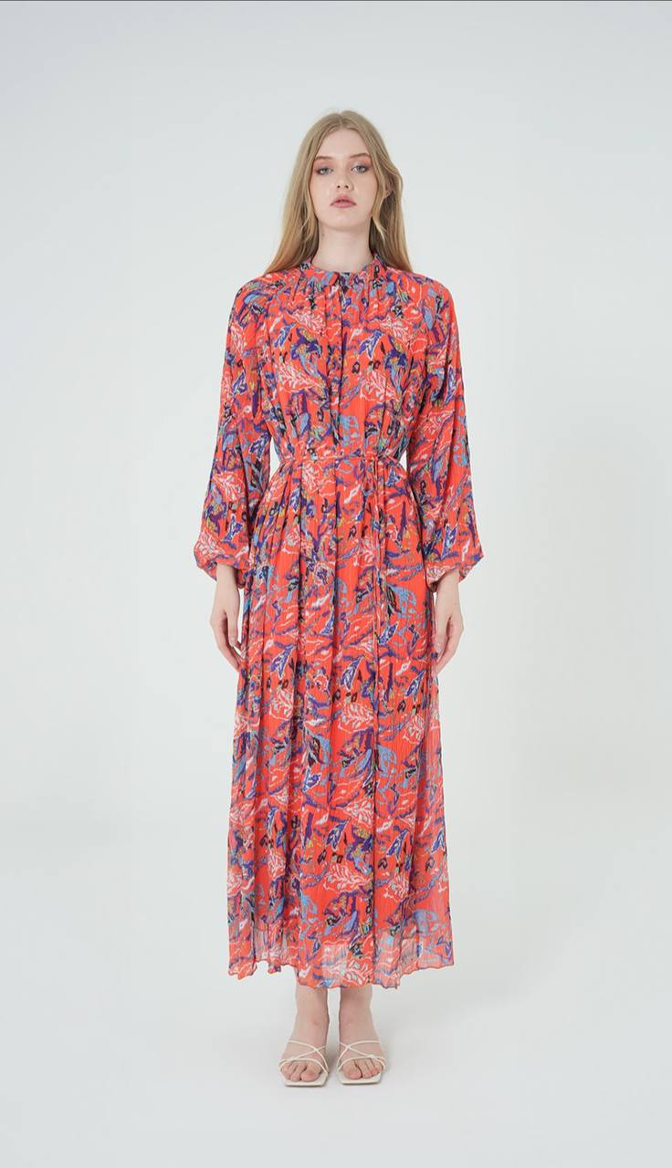 Modest Floral Long-Sleeve Maxi Dress