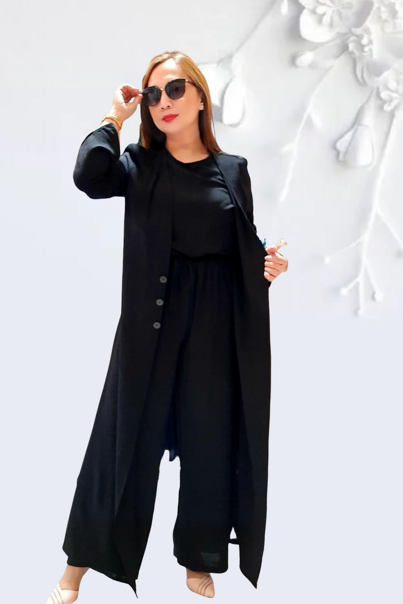 Black Plain Overlap Jumpsuit