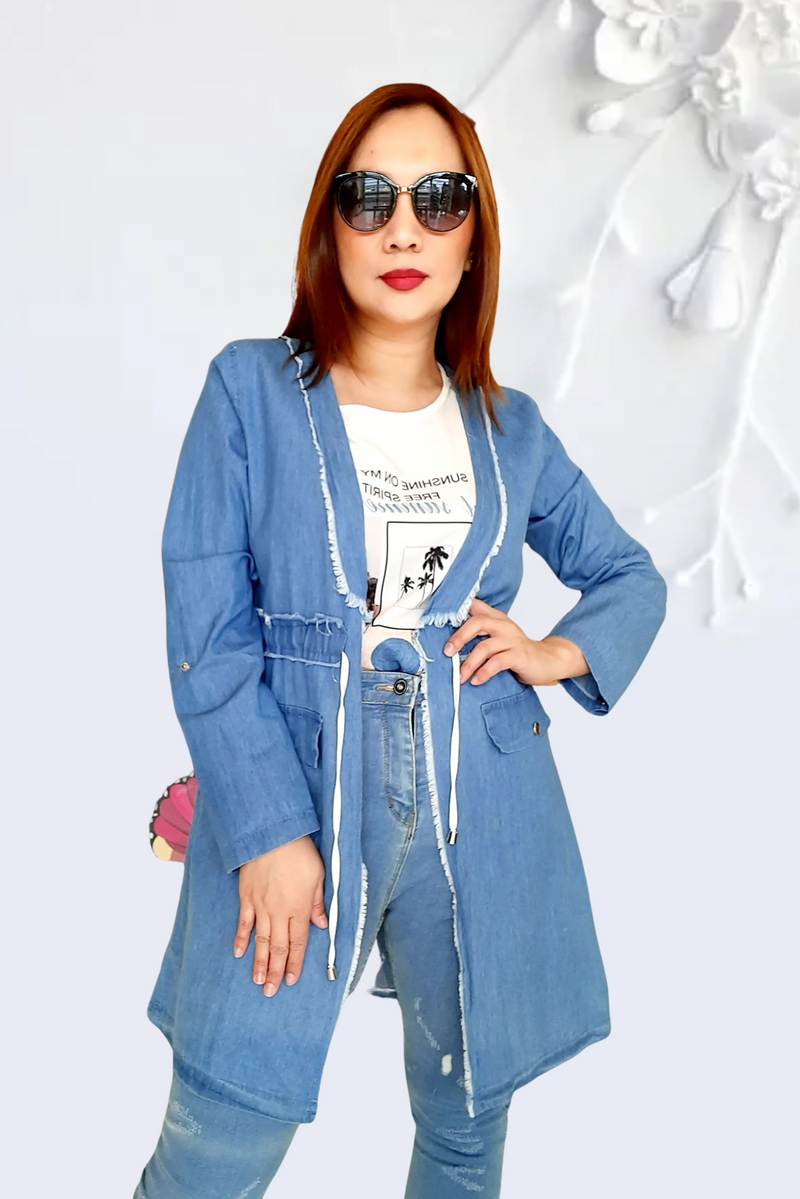 Denim Tunic Ribbon Tee Set