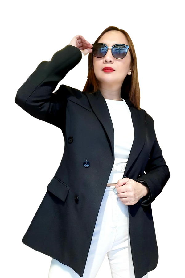 Black 6-Buttoned Plain Formal Blazer