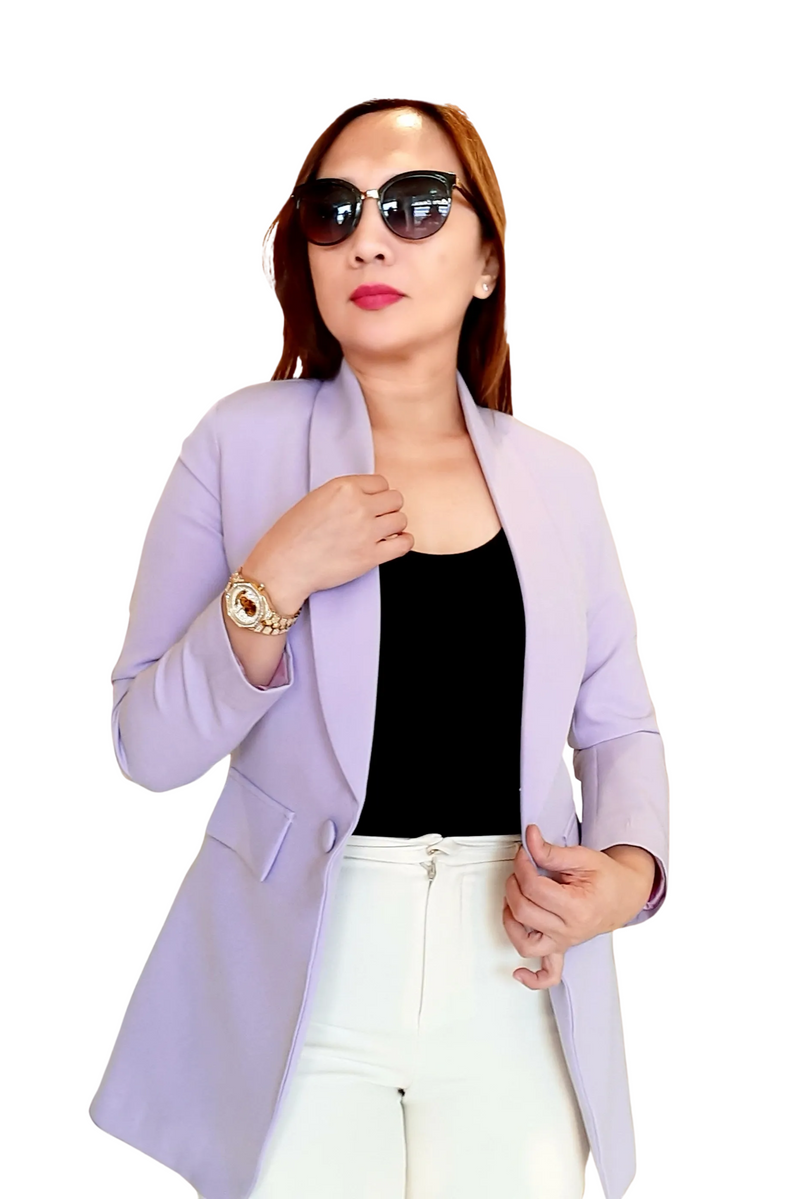 Purple 1-Buttoned Plain Formal Blazer