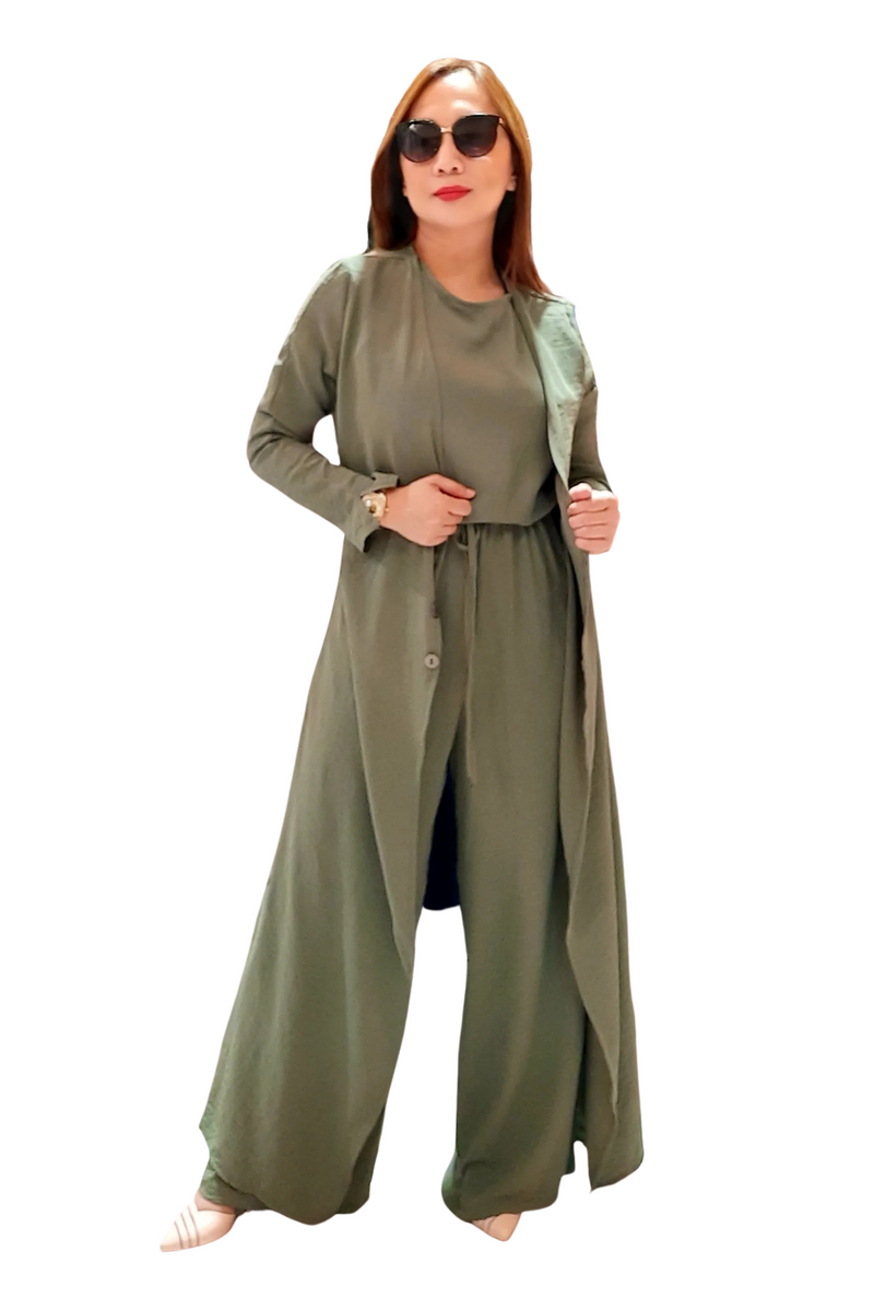 Green Plain Overlap Jumpsuit