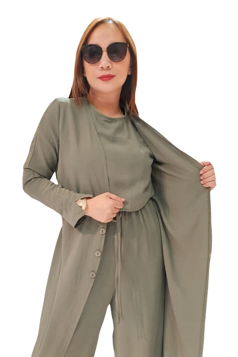 Green Plain Overlap Jumpsuit