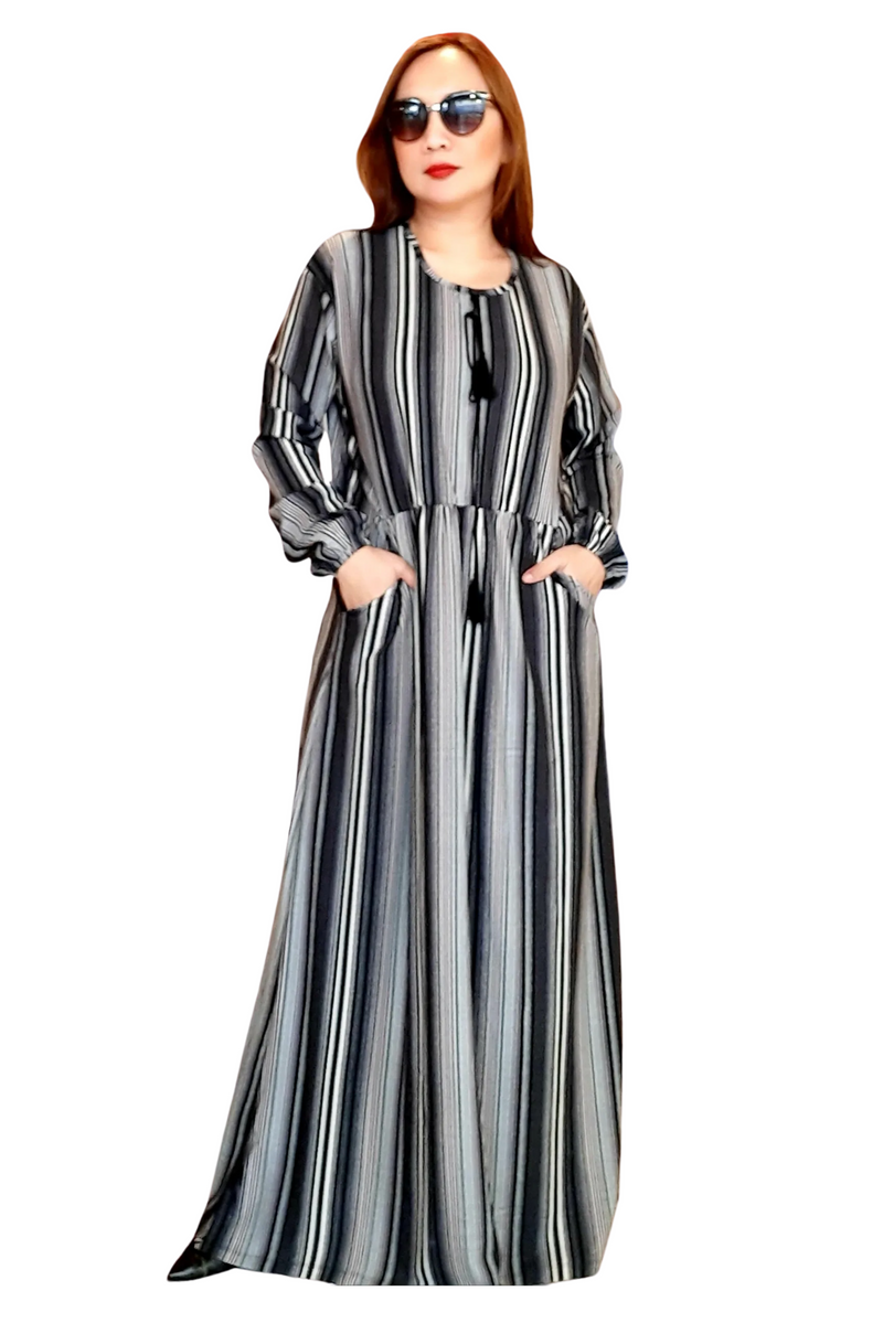 Black Striped Long Dress