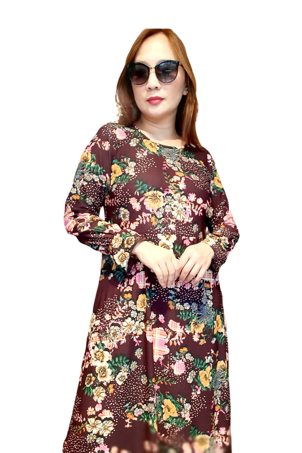 Maroon Floral Long Dress