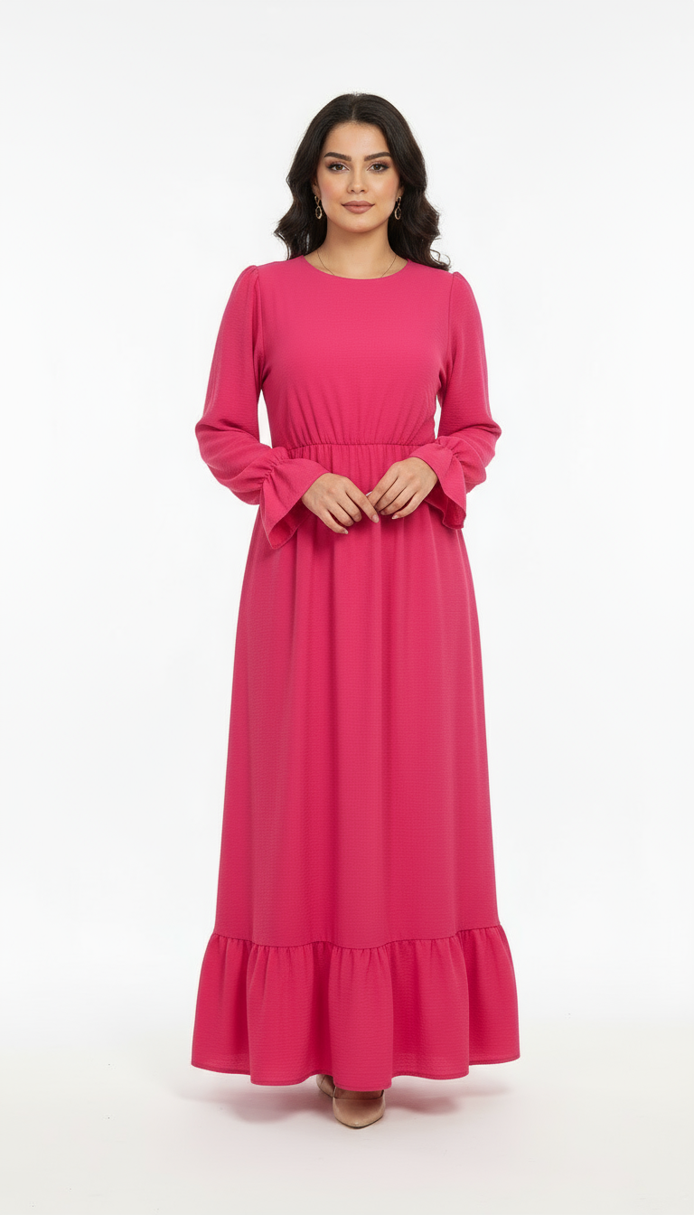 Textured Balloon Sleeve Maxi Dress