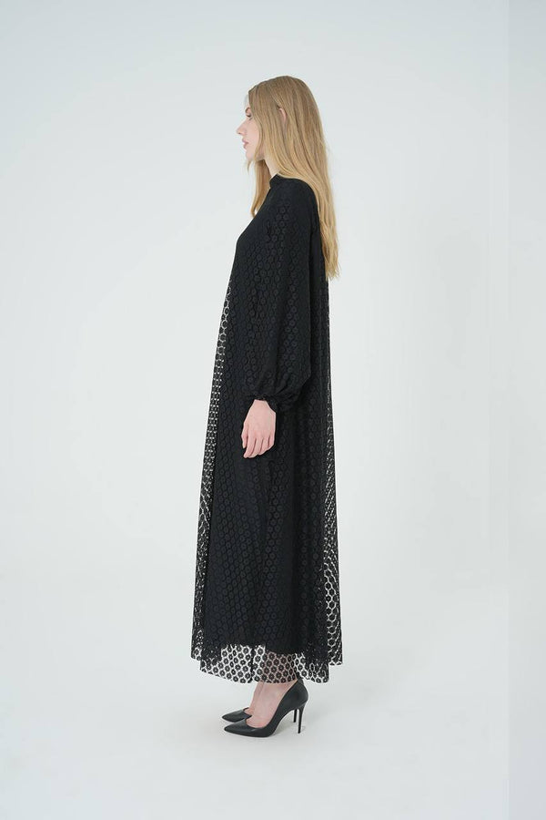 Textured Pattern Soft Modest Midi Dress