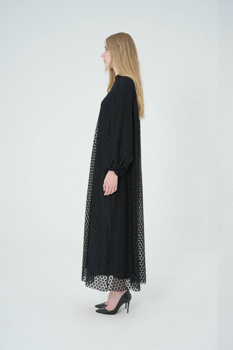 Textured Pattern Soft Modest Midi Dress