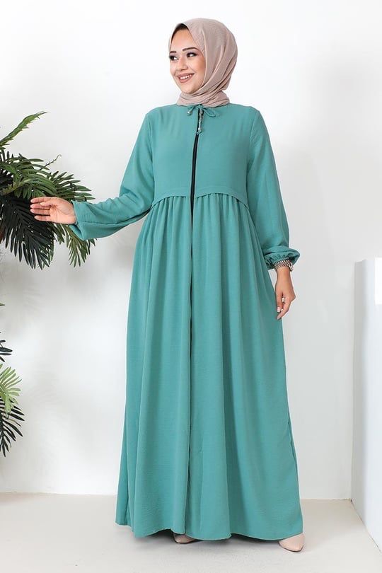 Zipped Front Soft-Drape Modest Abaya