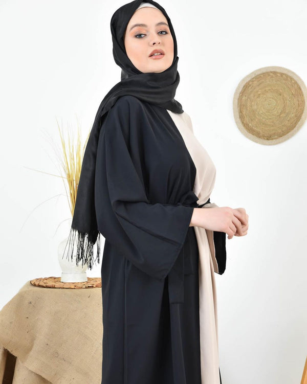 Two-Tone Color Block Soft-Drape Modest Abaya
