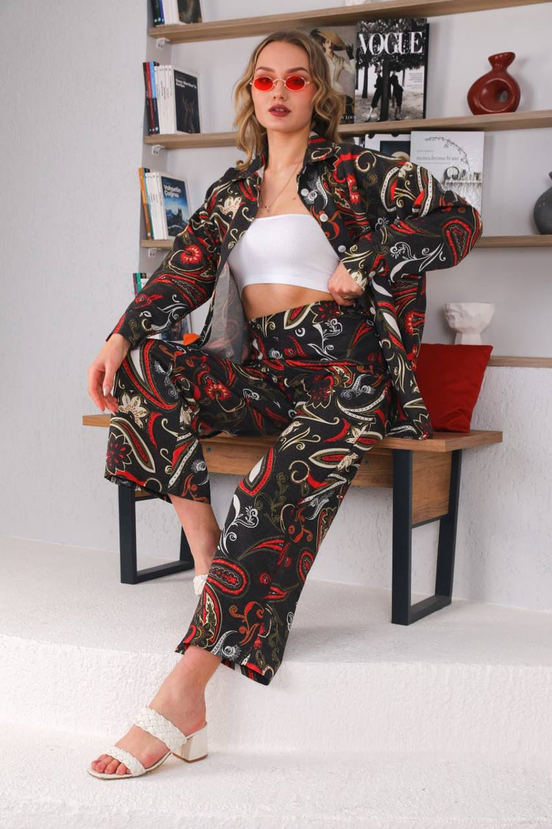 Vibrant Paisley Print Soft-Drape Co-ord Set