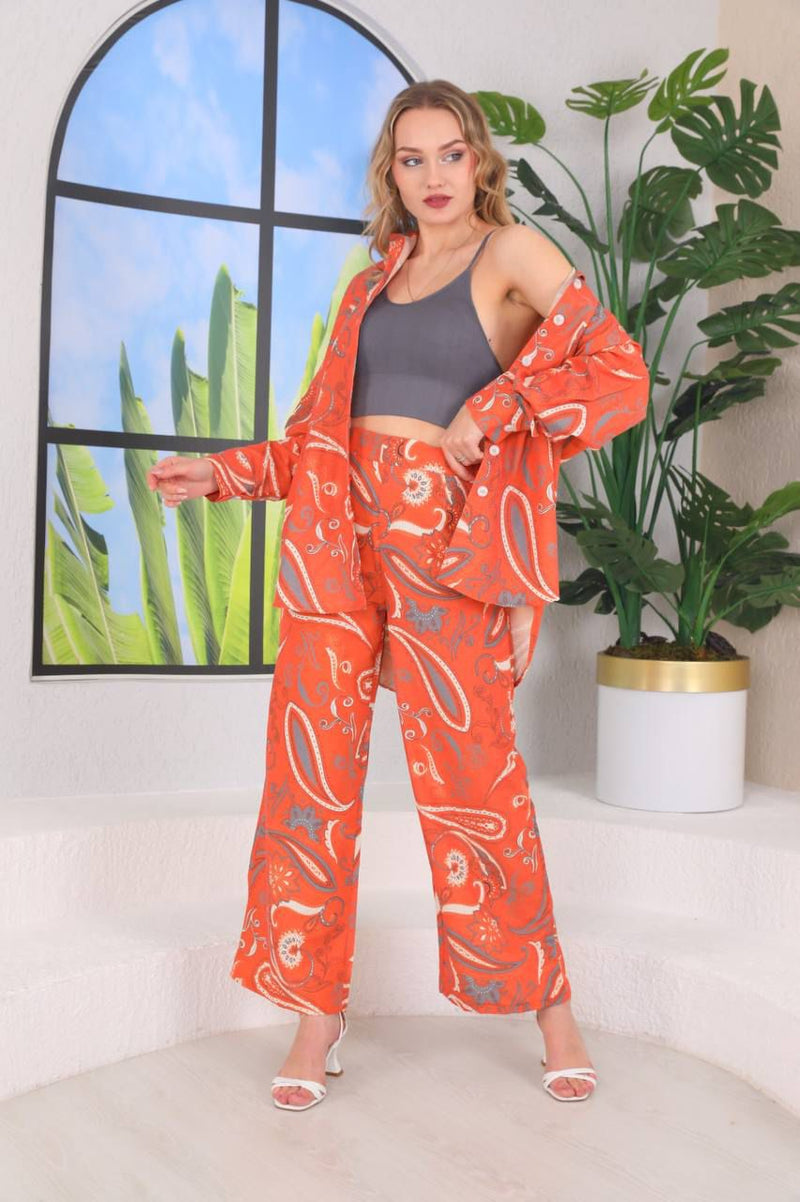 Vibrant Paisley Print Soft-Drape Co-ord Set