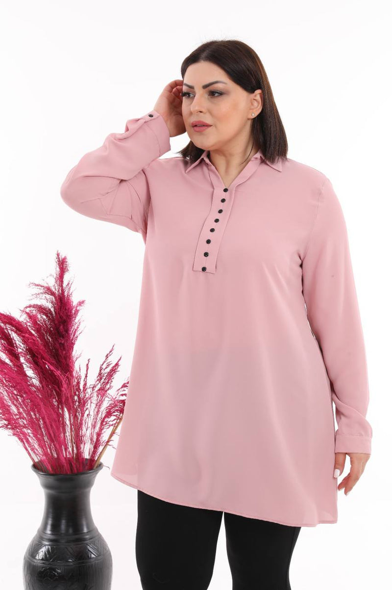 Pink Collar Long Tunic