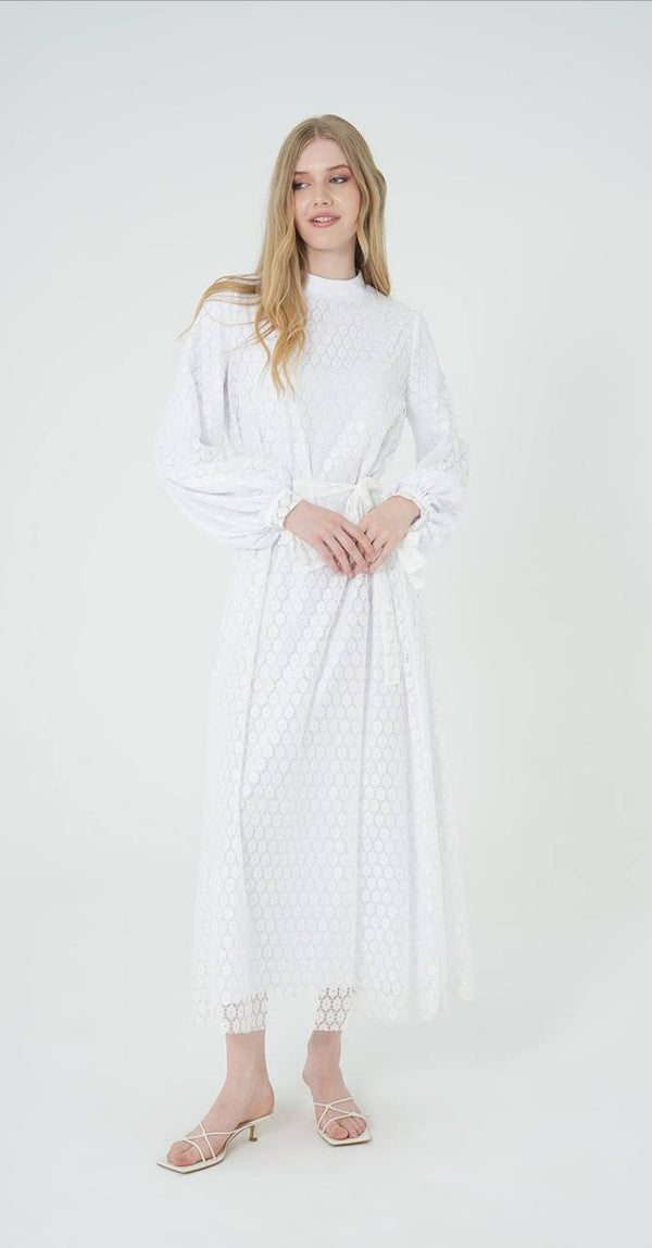 Textured Pattern Soft Modest Midi Dress