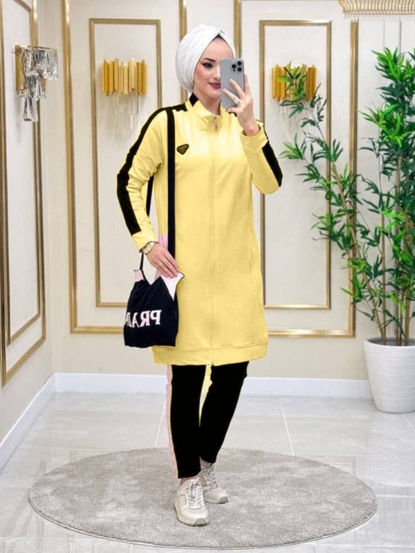 Sport Stripe Cotton-Blend Modest Tracksuit