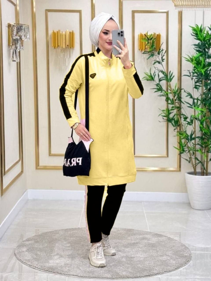 Sport Stripe Cotton-Blend Modest Tracksuit